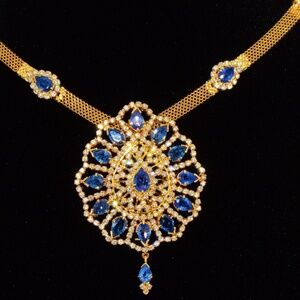 CERTIFIED NATURAL 19.3CTS VVS F DIAMOND SAPPHIRE 18K SOLID GOLD PENDANT BROOCH